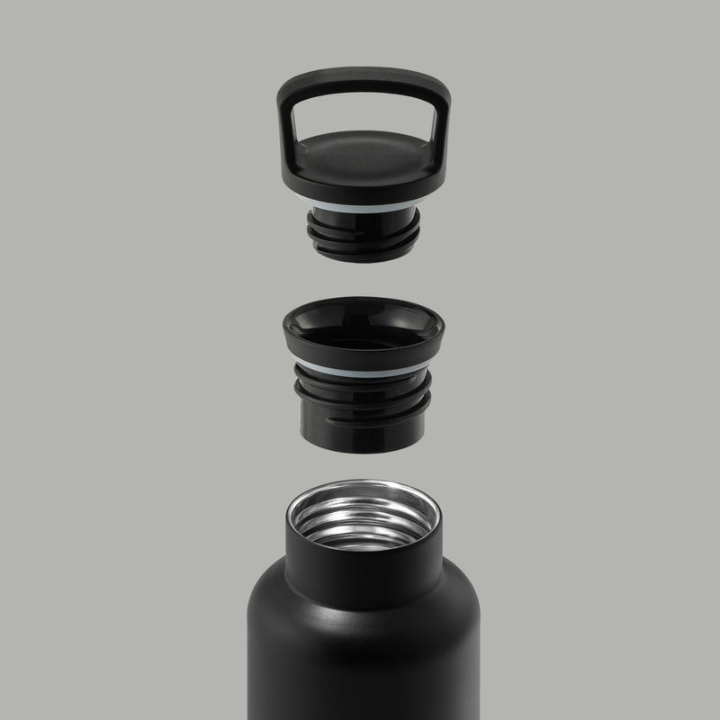 Black-Cloudy Grey 20 Oz, HYDY - Water bottles, 18/8 (304) Stainless Steel, BPA Free, Reusable