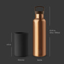Bronze Gold-Midnight Black 20 Oz, HYDY - Water bottles, 18/8 (304) Stainless Steel, BPA Free, Reusable