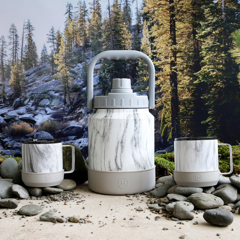 White Marble Outdoor Jug and Camp Mug Set