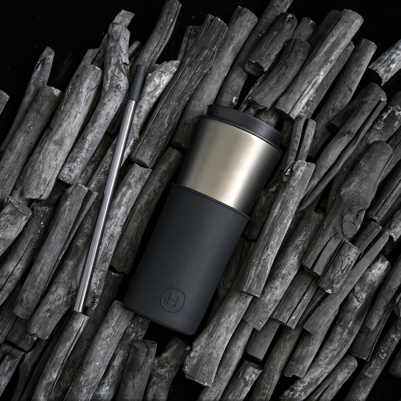 Titanium Grey Travel Mug - Ink Black 15 Oz