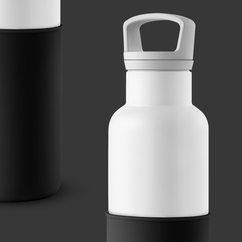 White-Midnight Black 20 Oz, HYDY - Water bottles, 18/8 (304) Stainless Steel, BPA Free, Reusable